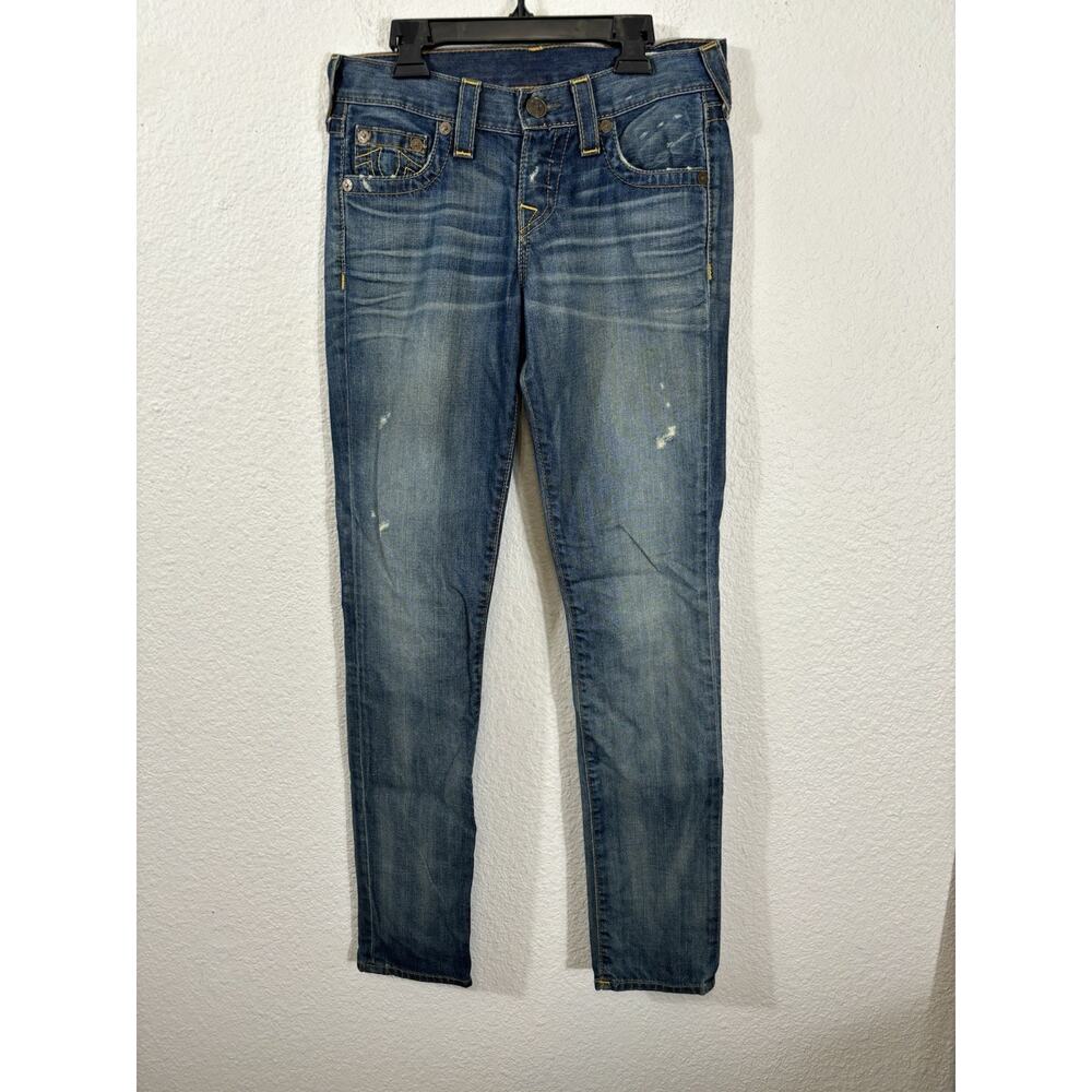 True Religion Jeans Size 24‎ Denim Brianna Cotton Blue Low Rise Distressed